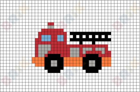 A fire engine (also known in some territories as a fire apparatus, fire truck, or fire appliance) is a vehicle designed primarily for firefighting operations. Firefighter Cross Stitch, Truck Pixel Art, Crochet Fire Truck, Modele Pixel Art, Cross Stitch For Kids, Cross Stitch Books, Cross Stitch Bookmarks, Stitch Book, Cross Stitch Pictures