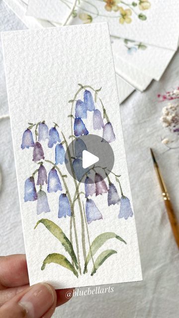 Bluebell Watercolour Paintings, Bluebells Watercolour, Bluebell Watercolour, Bluebells Painting, June Month, Bluebell Flower, Diy Large Wall Art, Blue Watercolor Flowers, Watercolor Guide