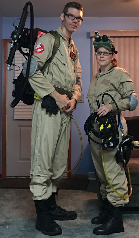 Ghost Busters Costume, Ghostbusters Cosplay, Ghostbusters Halloween, Ghostbusters Costume, Ghostbusters Movie, Couples Halloween Outfits, Ghost Busters, Halloween Displays, Upcycle Projects