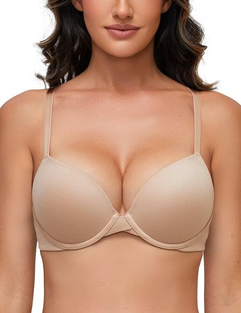 PRICES MAY VARY. Push Up Bars for Women: Deyllo push up bra features a reinforced push-up pad that subtly enhances cleavage and creates a fuller and more defined shape by pulling the bust in and up. Small breasts can also create charming cleavage, full of sexy charm. Smooth T-Shirt Bra: Deyllo push-up bra made from smooth fabric feels soft against the skin. Simple design but classic appearance, offers an invisible look under your clothing, allowing you to confidently wear it with any outfit. Und Low Cut Outfit, Plunge Bras, Bra Collection, Push Up Pads, Lounge Lingerie, Shirt Bra, Everyday Bra, Plunge Bra, Padded Bra