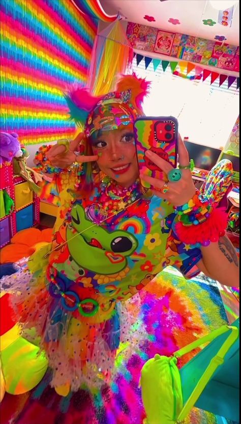 Kidcore Decora Outfit, Rainbow Core Aesthetic Outfit, Decora Fashion Outfits Rainbow, Neo Decora Style, Decora Japanese Fashion, Hyperpop Aesthetic Outfit, Hyperpop Clothes, Tweencore Aesthetic, Decora Aesthetic Outfits