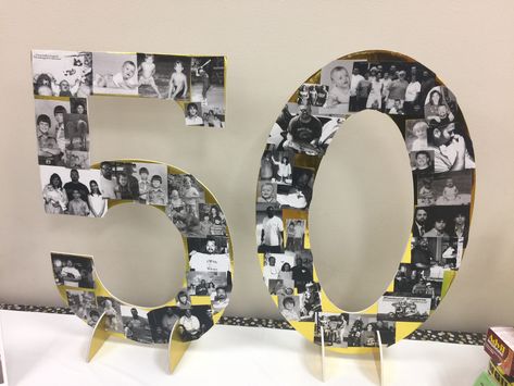 Poster board numbers from party store with various photos of guest of honor - birthday or anniversary party Photo Collage For Birthday, Collage For Birthday, Photo Collage Ideas, Surprise 50th, Diy Photo Display, Bonfire Party, Birthday Collage, Photo Mount, Picture Boards