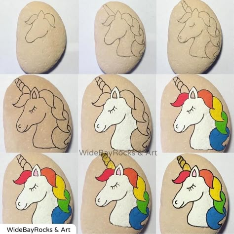 Diy Painted Rocks, Unicorn Paint, Diy Rock Art, Painted Rock Animals, Happy Stones, Rock Painting Patterns, Pet Rocks, Rock Painting Designs, Rock Ideas