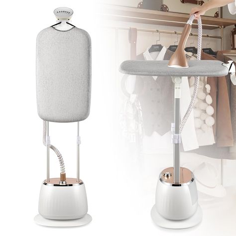 PRICES MAY VARY. [3-In-1 Garment Steamer]: This garment steamer combines the functions of hanging, flat and diagonal ironing, providing versatility for all your clothing needs. With the telescopic pole, ironing boards and clothes hanger, you can easily switch between hanging and flat ironing, making your ironing experience even more convenient. [54fl.oz Visible Removable Water Tank]: The large capacity water tank allows for continuous steaming for up to 1 hour. The transparent design allows you Steam Clothes, Ironing Boards, Telescopic Pole, Garment Steamer, Transparent Design, Water Tank, Clothes Hanger, Steam, Water