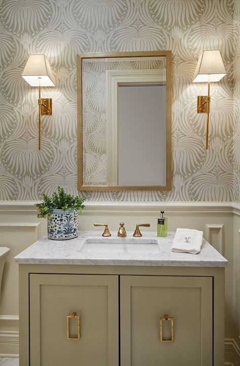 Luxury Powder Room, Powder Room Renovation, Powder Room Remodel, Powder Room Wallpaper, Powder Room Decor, Powder Room Design, Home Luxury, Guest Bathrooms, Downstairs Bathroom