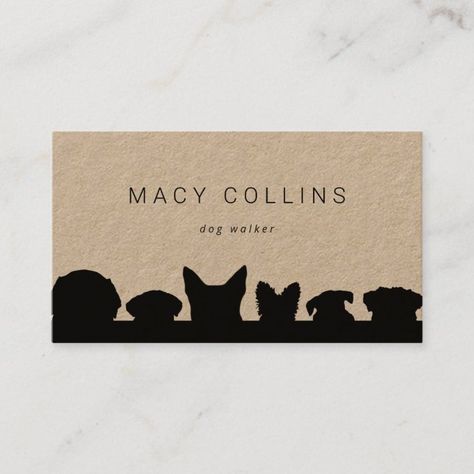 Dog Walker Business Cards, Rustic Business Cards, Kraft Business Cards, Paper Dog, Dog Logo Design, Dog Walking Business, Buisness Cards, Paper Dogs, Dog Business