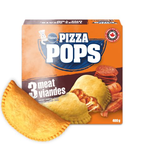 Three Meat | Pizza Snacks | Pizza Pops Weird Pizza, Three Cheese Pizza, Pillsbury Pizza, Pizza Pops, Meat Pizza, Big Pizza, Cheese Mozzarella, Pizza Snacks, Frozen Snack