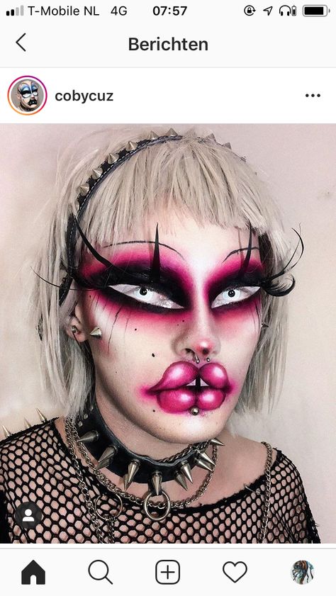 Scary Drag Makeup, Bizarre Makeup, Gory Makeup, White Face Makeup, Drag Ideas, Demon Makeup, Funky Makeup, Drag Make-up, Makeup Drawing