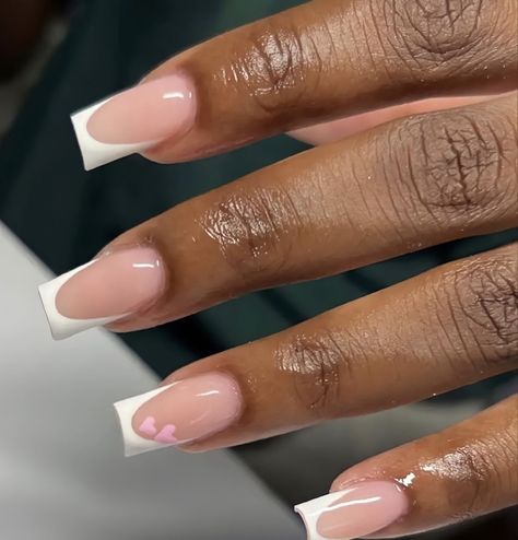 Holiday Acrylic Nails, Simple Gel Nails, White Acrylic Nails, Girly Acrylic Nails, Basic Nails, French Tip Acrylic Nails, Her Nails, Work Nails, French Acrylic Nails