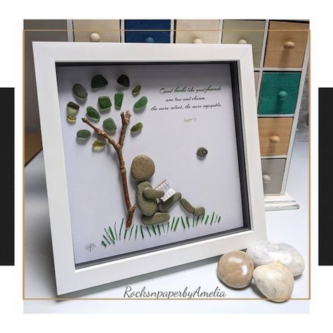 Into Books, Small Business Gifts, Pebble Pictures, Irish Sea, Reading Gifts, Stone Pictures, Irish Gifts, Gift For A Friend, Pebble Painting