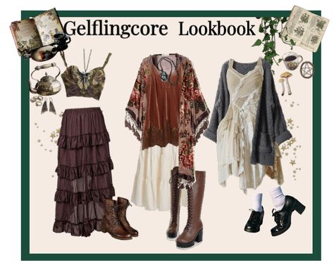 Gelfling Aesthetic, Fantasycore Aesthetic Outfits, Witchcraft Outfits, Fantasycore Outfits, Witchcore Aesthetic Outfits, Goblin Core Outfit, Fairy Grunge Clothes, Elf Style, Fairy Grunge Outfit