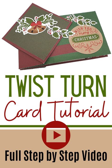 Fun video tutorial to make a twist turn card for Christmas. In just a few easy steps you can make this amazing DIY twist turn card everyone would love to get! Twist And Pop Card Tutorial, Diy Christmas Paper, Easter Paper Crafts, Card For Christmas, Handmade Cards Diy, Fancy Fold Card Tutorials, Halloween Paper Crafts, Gatefold Cards, Boxed Christmas Cards