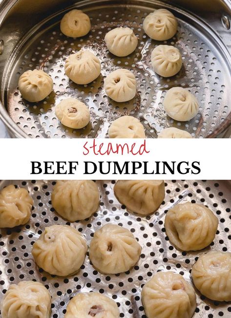 Steamed Beef Dumplings, Simple Dumpling Filling, Homemade Beef Dumplings, Asian Beef Dumplings, Steamed Dumplings Recipe Chicken, Ground Beef Dumplings Recipe, Beef Soup Dumplings Recipe, How To Make Steamed Dumplings, Beef Dumplings Recipe Homemade