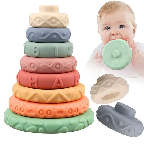 PRICES MAY VARY. 8 Pcs stacking building rings:upgrated edition,large sizes and catch babies eye and develop fine motor skills Stacking toys for toddlers - babies are interested in stacking then knocking down the stacker and remade,play again and again Montessori toys for babies,8 Pcs ring to stack creatively,the surface include letter, shape, numbers ,tactility and visually explore Sensory toys for toddlers 6 month and up,soft and durable, easy to squeeze, also infant bath toys,teether Safe Mat Baby Activity Mat, Handmade Baby Toys, Baby Sensory Toys, Toys For Babies, Toddler Sensory, Baby Teething Toys, Baby Presents, Montessori Baby, Baby Co