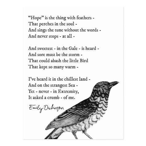 'Hope' Emily Dickinson Inspirational Poem Postcard Sea Gender, Emily Dickinson Quotes, Dickinson Poems, Emily Dickinson Poems, Empathy Quotes, Motivational Poems, Typewriter Series, Inspirational Poems, John Keats