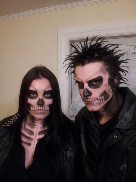 Cool Makeup, Me And My Boyfriend, Couples Halloween Costumes, Funny Couple Halloween Costumes, Skeleton Makeup, Halloween Makeup Pretty, Halloween Makeup Inspiration, Halloween Costumes Friends, Couples Halloween