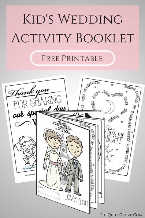 Keep your little guests happy and entertained at your upcoming Wedding with this FREE Printable Kid's Wedding Activity Booklet! via @TheQuietGrove Fun Wedding Activities, Activities Wedding, Wedding Activity Book, Wedding Booklet, Kids Table Wedding, Wedding Coloring Pages, Wedding Games For Guests, Non Traditional Wedding Ring, Wedding Activity