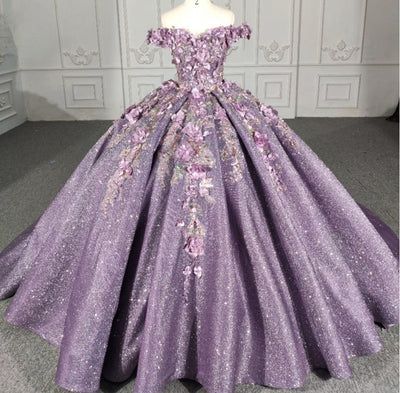 Stunning Tulle Quinceanera Dresses Ball Gown Dress | KissProm Royal Dresses Princesses, Quinceañeras Dresses, Purple Ball Gown, Clive Christian, Glitter Party, Quinceanera Dress, Senior Prom, Quince Dresses, Quinceanera Dresses