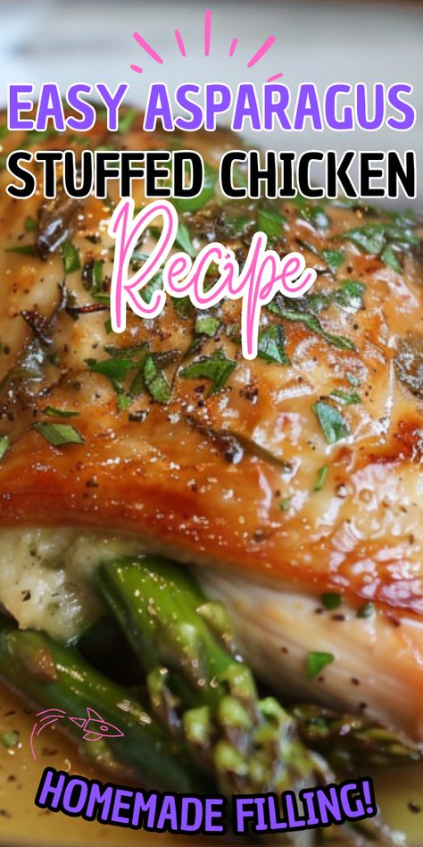 Easy Asparagus Stuffed Chicken Recipe Asparagus Stuffed Chicken, Chicken Bundles, Stuffed Chicken Recipe, Easy Asparagus, Asparagus Stuffed Chicken Breast, Asparagus Dishes, Comfort Casseroles, Chicken Asparagus, Tender Chicken Breast