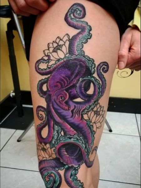 25 Octopus Tattoos for Marine Loving Men (2021) - The Trend Spotter Octopus Tattoo Ideas, Octopus Thigh Tattoos, Octopus Tattoo Sleeve, Kraken Tattoo, Octopus Tattoo Design, Octopus Tattoos, Tattoos Mandala, Theme Tattoo, Tattoos Geometric