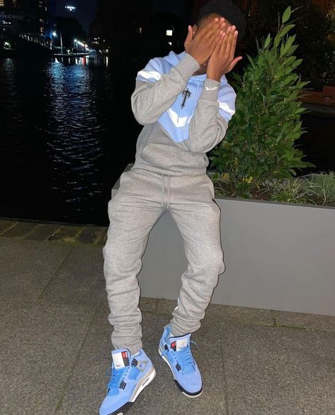 Drip | Fashion | Lifestyle on Instagram: “Clean 🧼 💧 Follow @dripszndaily Follow @dripszndaily Follow @dripszndaily #drip #driplondon #fashion #ukdrip #london #money…” Tracksuit Outfit Mens, Blue Outfit Men, Drip Fashion, Jordan 4 Outfit, Uk Drip, Drippy Outfit, Drip Outfit Men, Tracksuit Outfit, Men Tracksuit