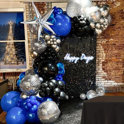 Temu | Explore the Latest Clothing, Beauty, Home, Jewelry & More Black Silver Balloon Garland, Balloons For Men, Men 30th Birthday, Disco Ball Balloons, Blue Birthday Themes, Silver Balloon Garland, Ball Balloons, 90s Disco, Music Birthday Party