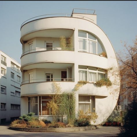 Sunset Valley, Streamline Moderne, Art Deco Buildings, Art Deco Architecture, Architecture Exterior, Brutalism, Pretty House, Beautiful Architecture, Beautiful Buildings