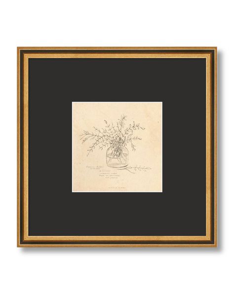 DESCRIPTION This classic piece of art features a beautiful sketch, printed on archival matte paper in 8” x 8” dimensions. Presented in a sophisticated frame with a raven black matte and a golden and black wood frame, it measures 16” x 16” for an impressive overall effect. CARE: Limit sun exposure Remove dust with a soft and dry cloth DIMENSIONS: Overall Size: 16”W x 16”H Print Size: 8"W x 8"H Moulding Width: 1" DETAILS: Material: Archival matte paper Printing Technique: Giclee on paper Mat paper Classic Frames On Wall, Black & White Art, Chic Wall Art Living Room, Poster Frame Ideas, Framed Drawings, Black Frame Art, Gold Frame Art, Hallway Gallery Wall, Behind The Glass