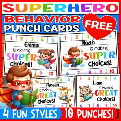 Free behavior punch cards | TPT Behavior Bingo, Behavior Punch Cards, Preschool Behavior, Kids Behavior, Punch Cards, Teachers Pay Teachers, Educational Resources, Teacher Pay Teachers, Classroom Ideas