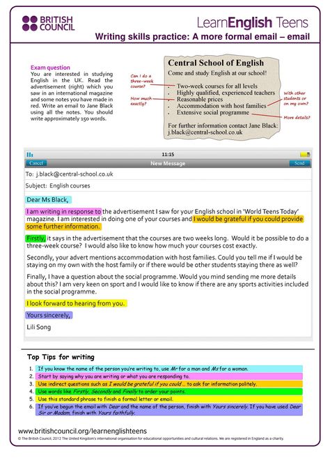 Writing - Formal letter/email 3 Formal Email, Ways To Wrap Presents, English Letter Writing, Formal Letter Writing, Free Reading Comprehension Worksheets, English Conversation Learning, Formal Letter, Improve Writing Skills, Wrap Presents