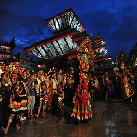 Nepal Festival, Indra Jatra, Nepal People, King Of Heaven, Himalayas Nepal, Nepal Culture, National Festival, Tours And Travels, Street Festival