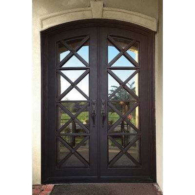 Palermo Building Products Iron Full Lite Right-Hand Inswing Finished Black Painted Prehung Double Front Door Insulating Core in the Front Doors department at Lowes.com Front Door Inspiration, Front Door Styles, Iron Front Door, Iron Entry Doors, Black Front Doors, Gorgeous Doors, Double Entry Doors, Casa Country, Wrought Iron Doors