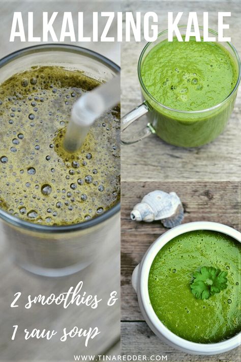 Recipes With Kale, Raw Soup, Kale Smoothies, Alkalizing Foods, Alkaline Breakfast, Cinnamon Smoothie, Banana Apple Smoothie, Raw Vegan Diet, Carob Powder