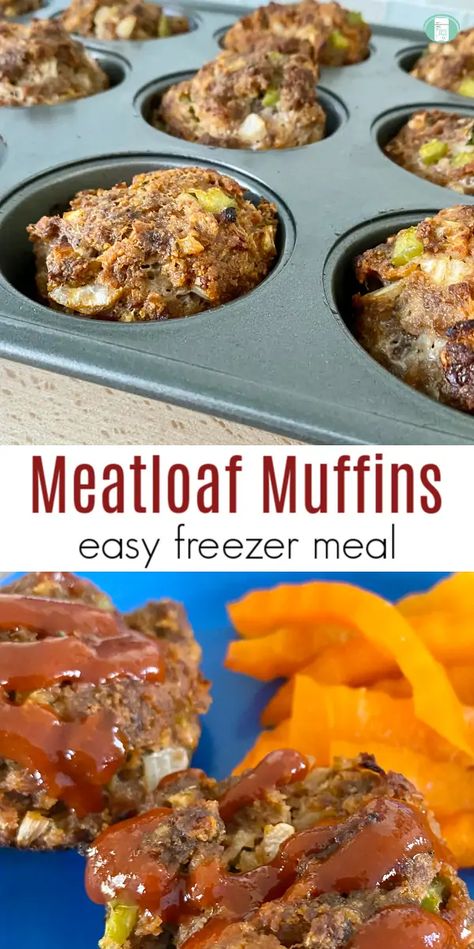 Freezing Meatloaf, Meat Muffins, Recipe Meatloaf, Meatloaf Muffins Recipe, Mini Meatloaf Muffins, Moist Meatloaf, Beef Freezer Meals, Mini Meatloaf, Mini Meatloafs