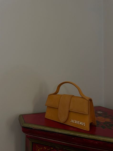 jacquemus le bambino bag. style. aesthetic. fashion. designer. Jacquemus Bag Orange, Jacquemus Bag, Orange Bag, Camel, Satchel, Credit Card, Orange