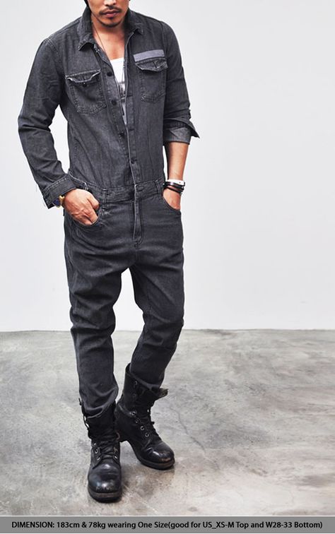 jumpsuit Mens Workwear Fashion, Man Overalls, Mechanic Fashion, Mens Jumpsuit, Mechanic Jumpsuit, Retro Fashion Mens, Mechanic Man, Affordable Handbags, Jumpsuit Jeans