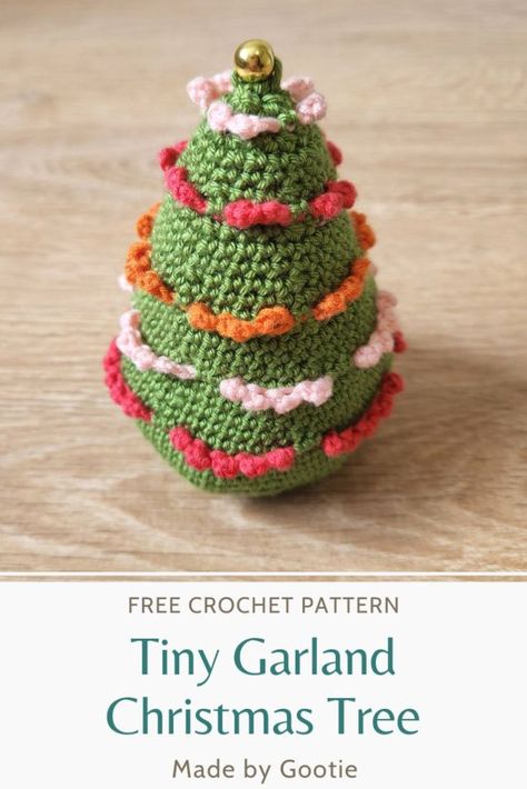 Free Small Crochet Christmas Tree Pattern - Made by Gootie Crochet Christmas Tree Ornament, Crochet Ornaments Free Pattern, Crochet Christmas Trees Pattern, Bobble Crochet, Crochet Christmas Tree, Christmas Crochet Patterns Free, Crocheted Christmas, Crochet Tree, Crochet Christmas Gifts