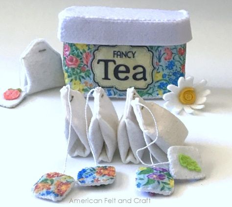 Felt Tea Set, Easy Felt Toys Diy, Felt Tea Bags, Felt Craft Ideas, Felt Pretend Play, Felt Toys Diy, Felt Food Diy, Felt Food Patterns, Food Tutorials