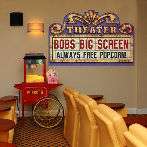 Movie Theater Sign, Theater Marquee, Theater Sign, Vintage Movie Theater, Theater Decor, Theatre Sign, Movie Room Decor, Home Cinema Room, Home Theater Decor