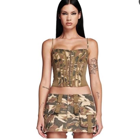 I AM GIA EYDIS CORSET I Am Gia Set, Street Elevation, Army Fashion, I Am Gia, Set Outfit, Co Ord, Two Piece Pant Set, Camo, Size 12