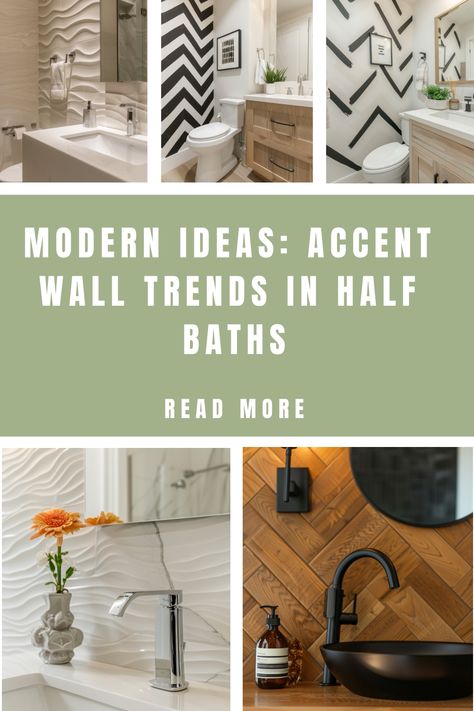 Boost your bathroom’s style and create the illusion of more space with an accent wall. Here are our best suggestions! Powder Room Modern Design, Bathroom With Wood Accent Wall, Modern Accent Wall Bathroom, Accent Wall In Half Bath, Peel And Stick Wallpaper Accent Walls Bathroom Ideas, Powder Room With Tile Accent Wall, Bathroom Focal Wall Ideas, Blank Wall In Bathroom Ideas, Bathroom Accent Wall Wallpaper