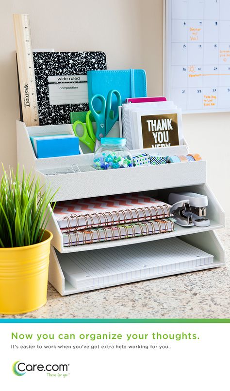 Keep Clutter Under Control Organized Desk, Dorm Diy, Dorm Room Diy, Notes Stationery, Uni Room, Dorm Room Organization, Office Crafts, Diy Desk, Home Office Organization