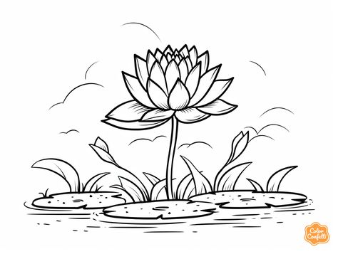 illustration of Blossoming lotus flower Mandala Turtle, Flower Coloring Pages, Fantasy Fairy, Free Kids, Lotus Flower, Coloring Pages For Kids, Coloring Page, Free Printable, House Plants