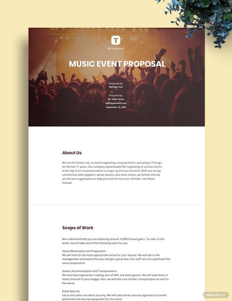 Event Proposal Template, Business Proposal Sample, Proposal Format, Event Proposal, Sponsorship Proposal, Only Music, Event Sponsorship, Proposal Example, Business Proposal Template