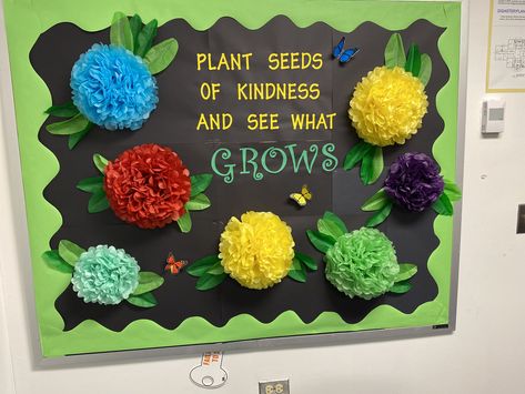 Home Bulletin Board Ideas, Growing Plants Bulletin Board, Spring School Nurse Bulletin Board Ideas, Nursing Home Bulletin Board Ideas, Bulletin Board Ideas Succulents, Plant Kindness Bulletin Board, Growing Minds Bulletin Boards, Home Bulletin Board, Bulletin Boards School