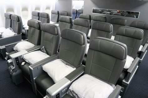 American Airlines Fleet Boeing 777-200ER Details and Pictures. American Airlines Fleet Wide Body Aircraft Boeing 777-200/ER Images. AA 777-200/ER photos, review, seating chart, business class, main cabin extra, premium economy..  #americanairlinesboeing777family #americanairlinesboeing777-200ERbusinessclass #americanairlinesboeing777-200ERinterior #americanairlinesboeing777-200ERlivery... Premium Economy Seats, Airline Interiors, Cabin Photos, Premium Economy, British Airline, Economy Seats, Airline Seats, China Airlines, Airline Company