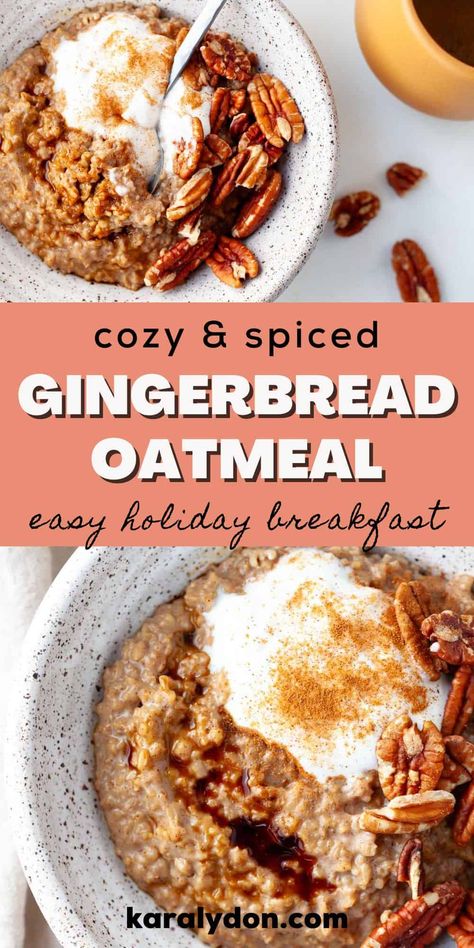 Spiced gingerbread oatmeal is a perfect cozy holiday breakfast! This stovetop oatmeal recipe is made with quick steel cut oats, cinnamon, ginger, and molasses for a delightful (but not too sweet!) gingerbread flavor. Hot Oats Recipes, Savory Oatmeal Recipes Dinner, Toasted Oats Recipe, Winter Oatmeal Recipes, Gingerbread Overnight Oats, Oatmeal Recipes Stovetop, Oatmeal Recipes Breakfast Stovetop, Hot Oatmeal Recipes, Stovetop Oatmeal Recipes