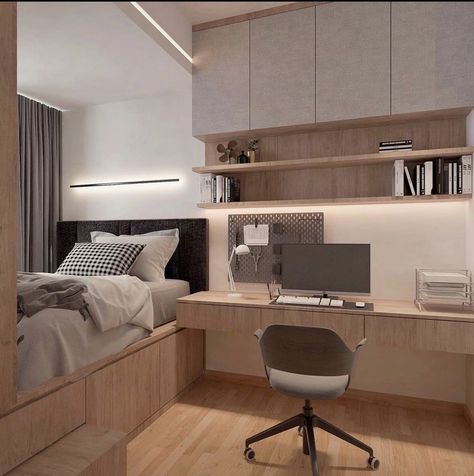 Az ágy nagyon jó de az alja ami tömör kihúzhatóvá lépcső nlkül Study Table Ideas, Small Room Setup, Home Study Rooms, Small Bedroom Interior, Study Table Designs, Interior Design Student, Creative Bedroom, Platform Bed With Storage