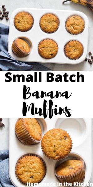 If you’re in the mood for banana bread but only have 1 banana on the counter, make my Small Batch Banana Muffins with chocolate chips! 6 delicious muffins that taste exactly like banana bread! #homemadeinthekitchen #smallbatchbananamuffins #bananamuffins #smallbatchrecipes Recipes Using 1 Banana, Recipes With 1 Banana, Small Batch Healthy Muffins, Single Serve Banana Muffin, Small Batch Banana Muffins 2 Bananas, 6 Banana Muffins Recipe, Two Banana Muffin Recipe, 1 Banana Recipes, 1 Banana Muffins