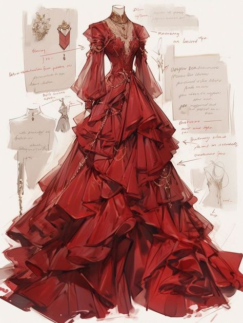 Female Rouge Outfit, Old Fashion Dresses, Fashion Drawing Dresses, Dress Design Sketches, Fashion Illustration Dresses, Dress Sketches, Fantasy Gowns, Dress Drawing, Fairytale Dress